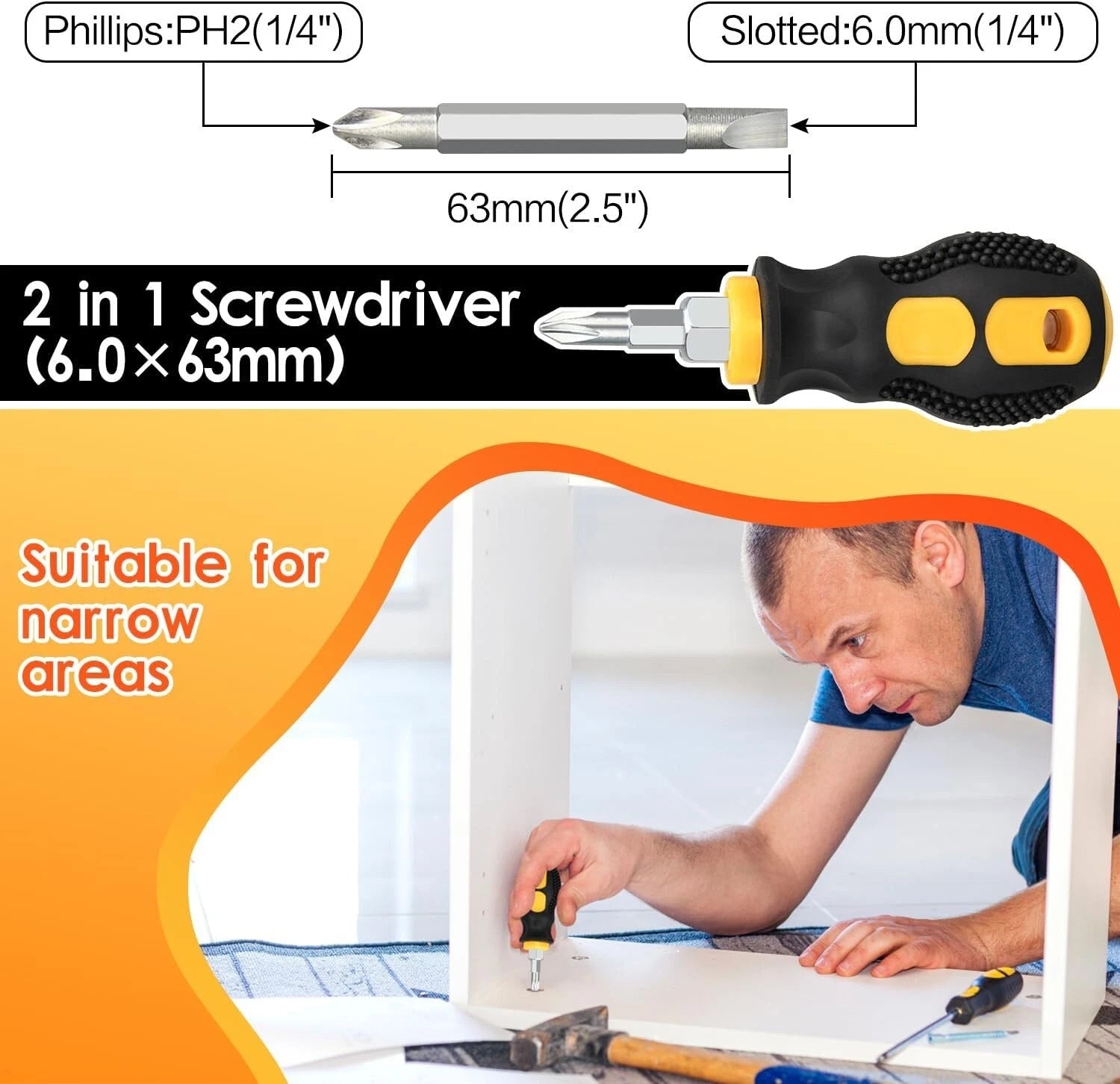 9pcs Magnetic Screwdrivers Set, Including 12in Phillips and Slotted Screwdrivers