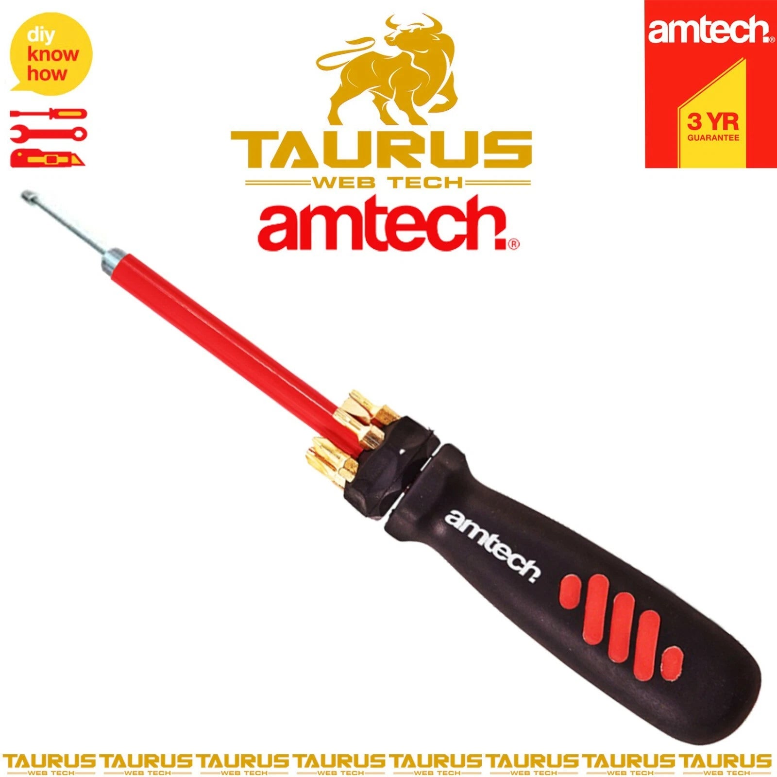 8x AMTECH Telescopic Magnetic Screwdriver Set Torx Phillips Slotted Hand Tool UK