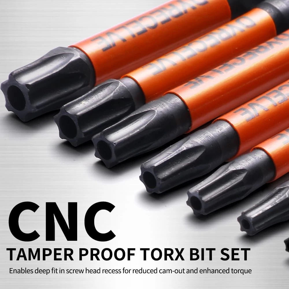 Impact Security Torx Bit Set 6-Inch 8-Pieces 6 Inch Bits, Black