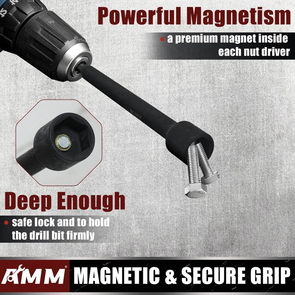 8PCS SAE Magnetic Nut Driver Set for impact drill, Long Nut Drivers 6 INCH (1
