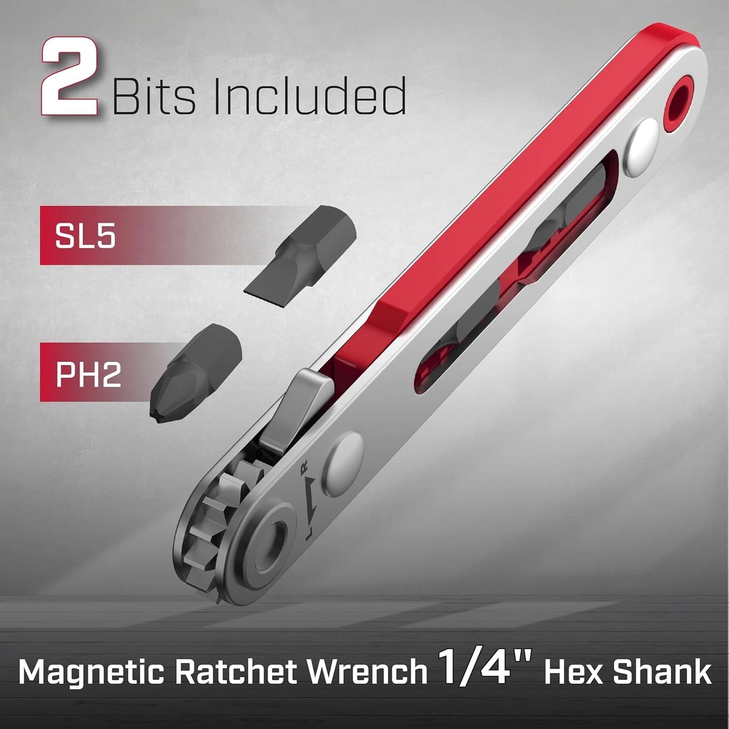 Bates Mini Ratchet Wrench, 1/4" Magnetic 90 Degree Screwdriver, Low Profile Righ