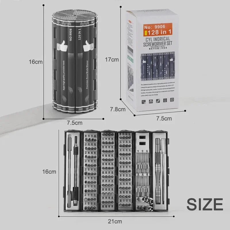 Multi Functional Screwdriver Set 128 in 1 Precision Hand Screw Drivers Kit
