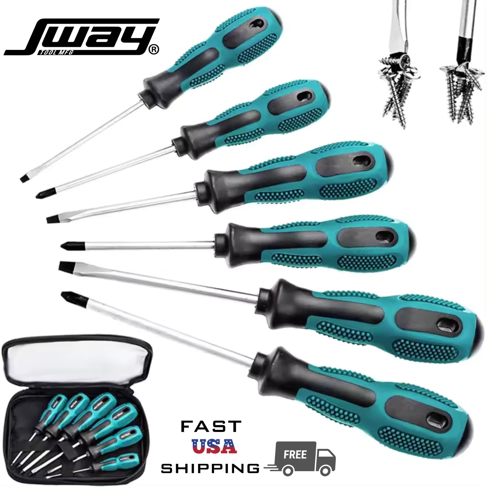 SWAY TOOLS MFG 6-Piece Magnetic Screwdriver Phillips & Slotted Max Grip