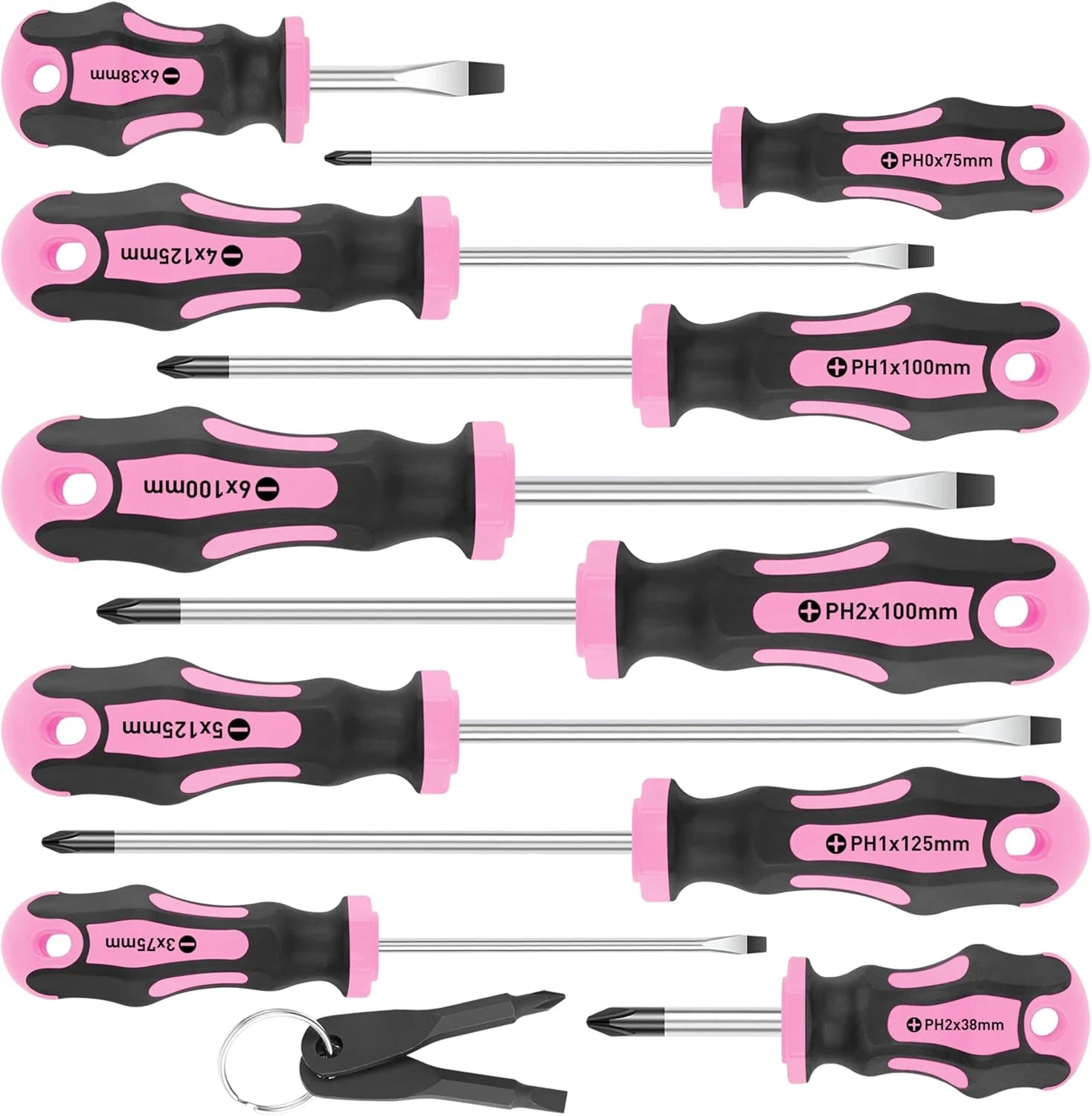10Pcs Magnetic Screwdrivers Set,5 Phillips and 5 Slotted Tips Professional Cushi