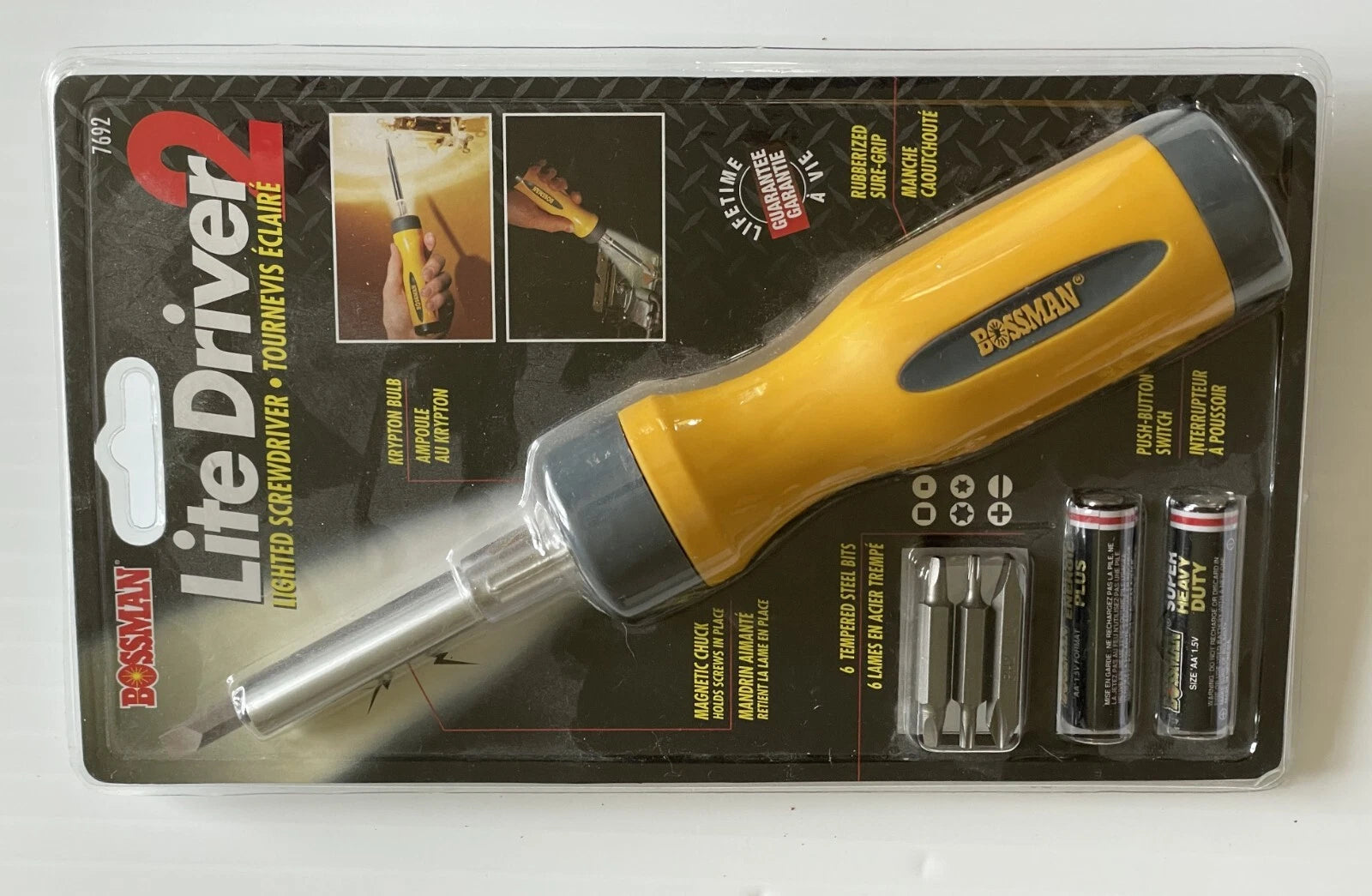 Hand-Held Screwdriver Set, Lighted, Sealed Brand New with Batteries and bits set