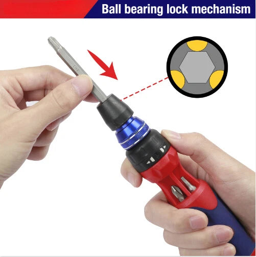 Ratcheting Screwdriver 12 In 1 Screwdriver Set Quick Load Mechanism Screwdrivers