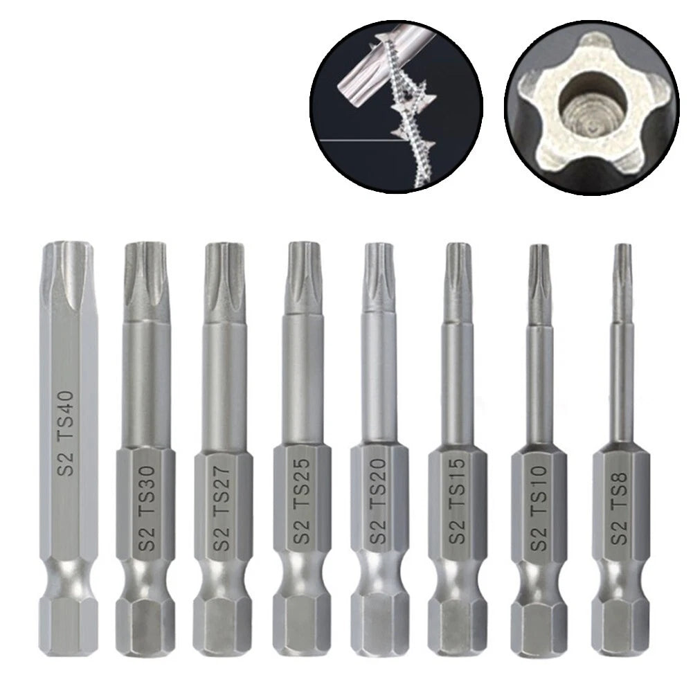 Convenient Hex Shank Magnetic Torx Screwdriver Bits Set 8Pcs 50mm Length