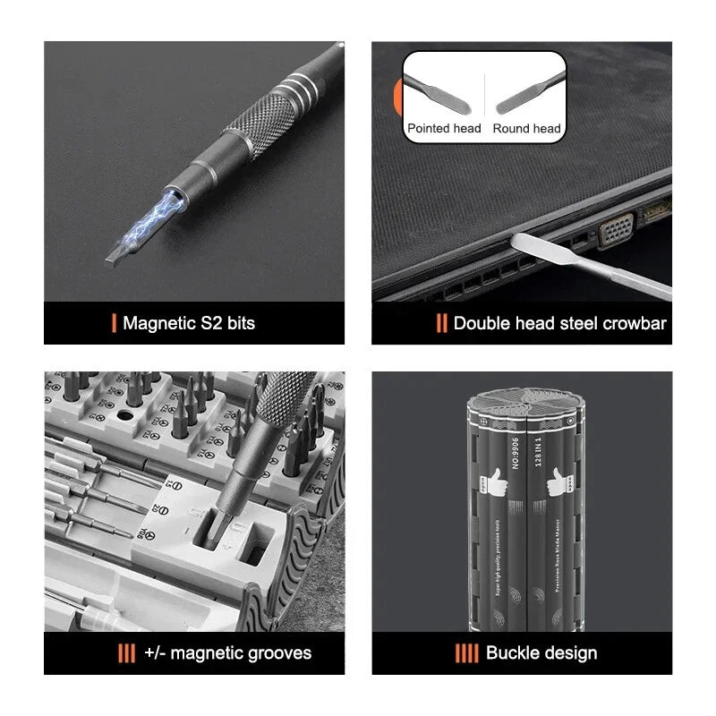 Multi Functional Screwdriver Set 128 in 1 Precision Hand Screw Drivers Kit
