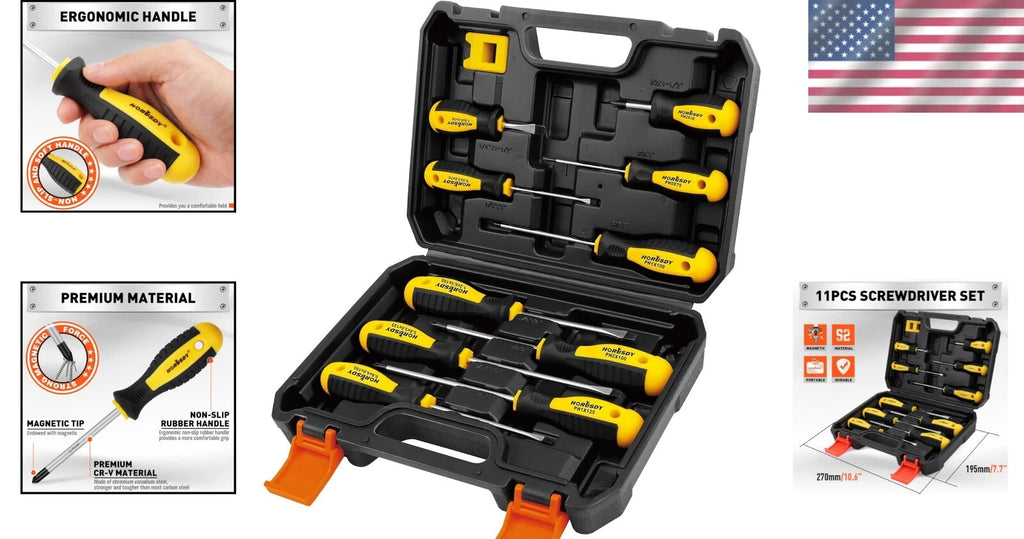 Versatile 11-Piece Precision Magnetic Screwdriver Set with Handle & Magnetizer