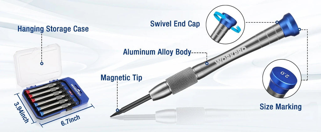 WORKPRO 6-Piece Magnetic Screwdriver Set, 3 Phillips and 3 Slotted Tips