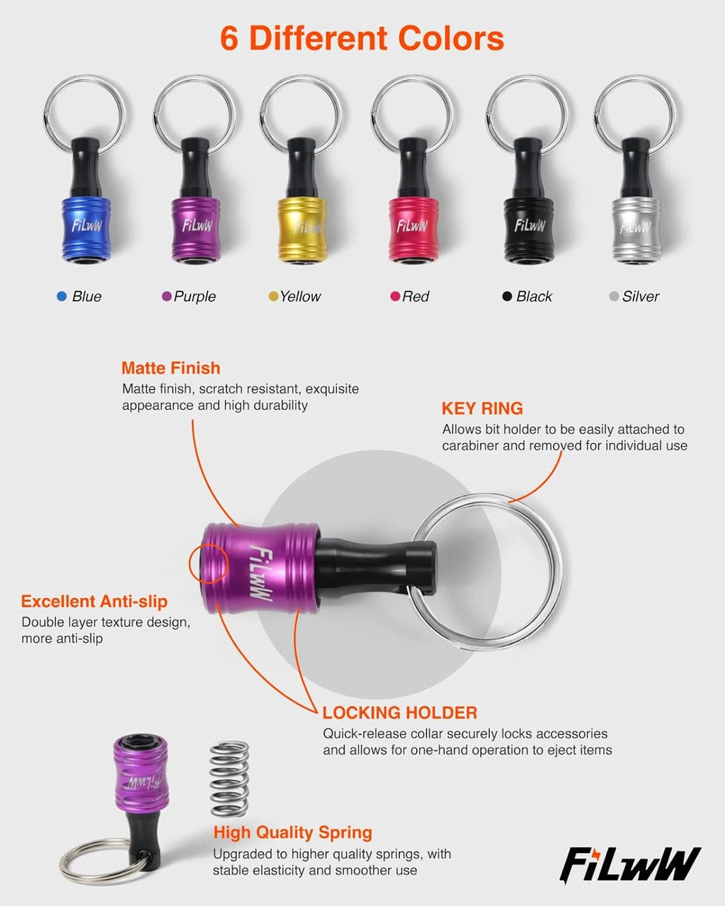 6Pcs Bit Holder Keychain Set - Quick Release Drill Adapter for Tools
