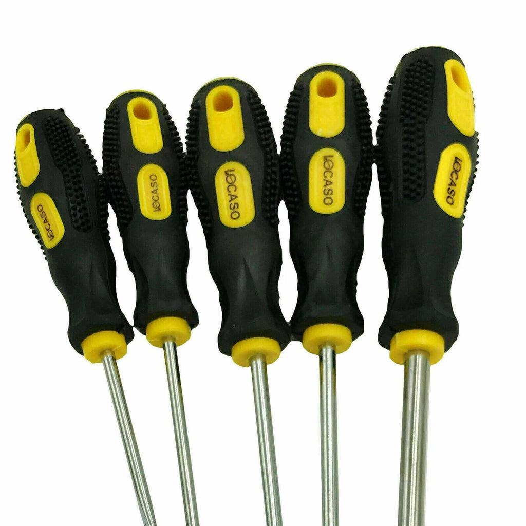 9pc Precision Magnetic Screwdriver Soft Grip Handle Philips Slotted Bit Tool Set