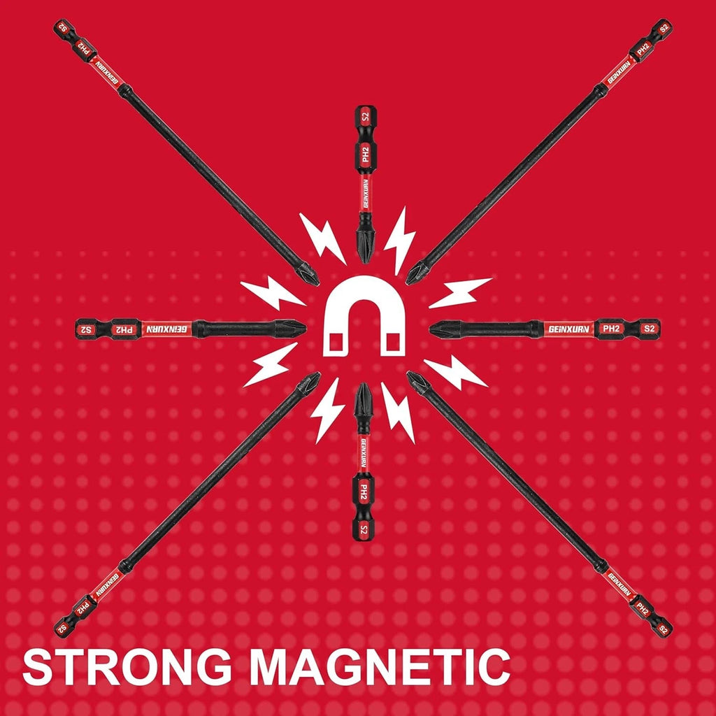 30-Piece Long Extension PH2 Screwdriver Bits Set: Tough D2 Steel & Magnetic