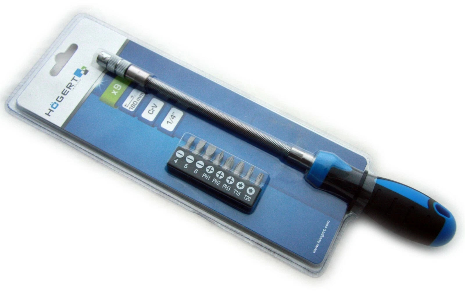 Flexible Shaft Screwdriver & Interchangeable Bit Holder - HT1S090 of Hogert