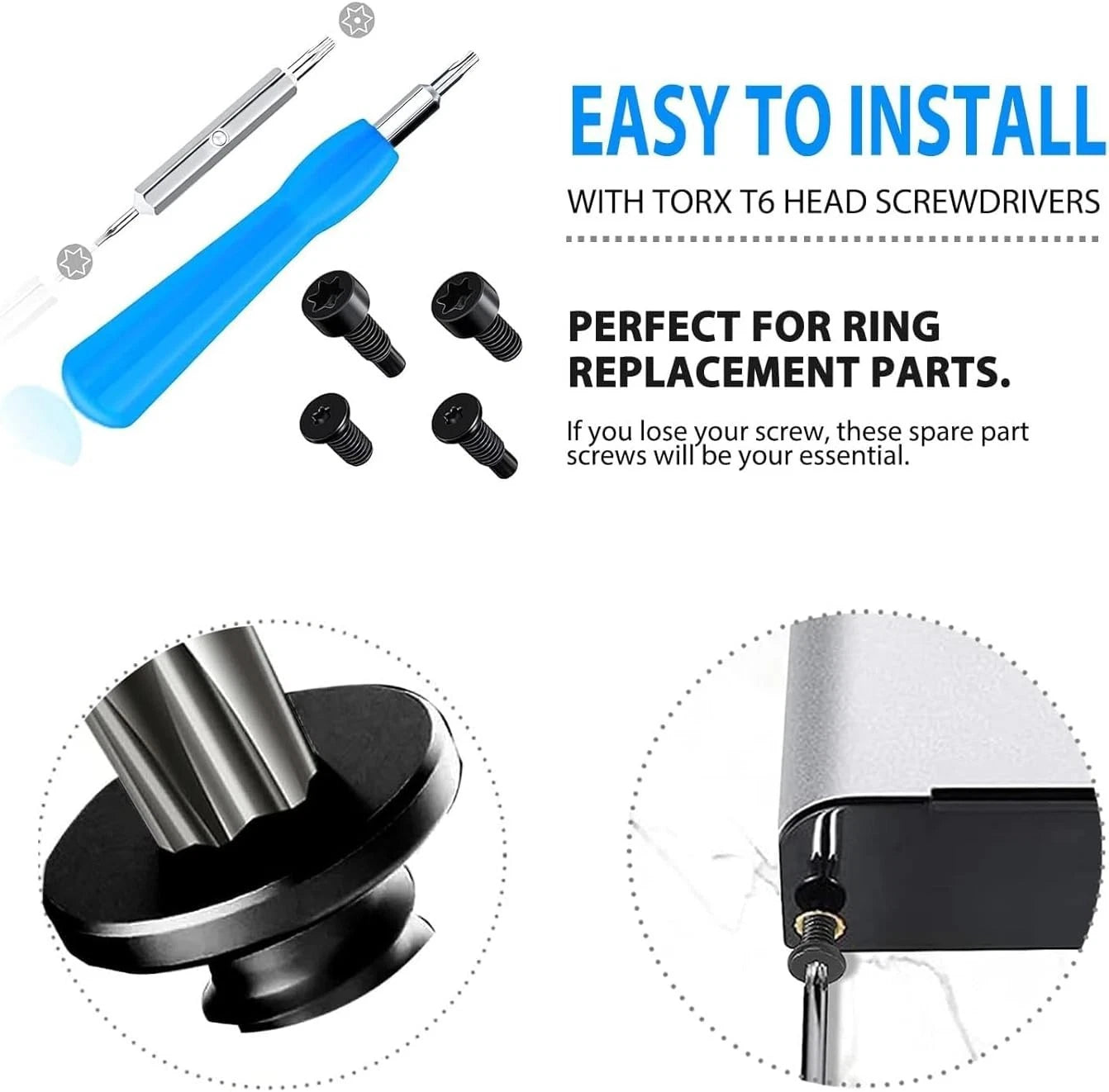 Ring Doorbell Screwdriver Replacement with 16 Pcs of Screws, for Battery Change,