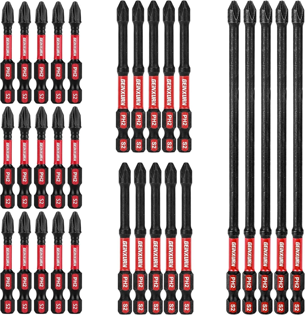 30-Piece Long Extension PH2 Screwdriver Bits Set: Tough D2 Steel & Magnetic
