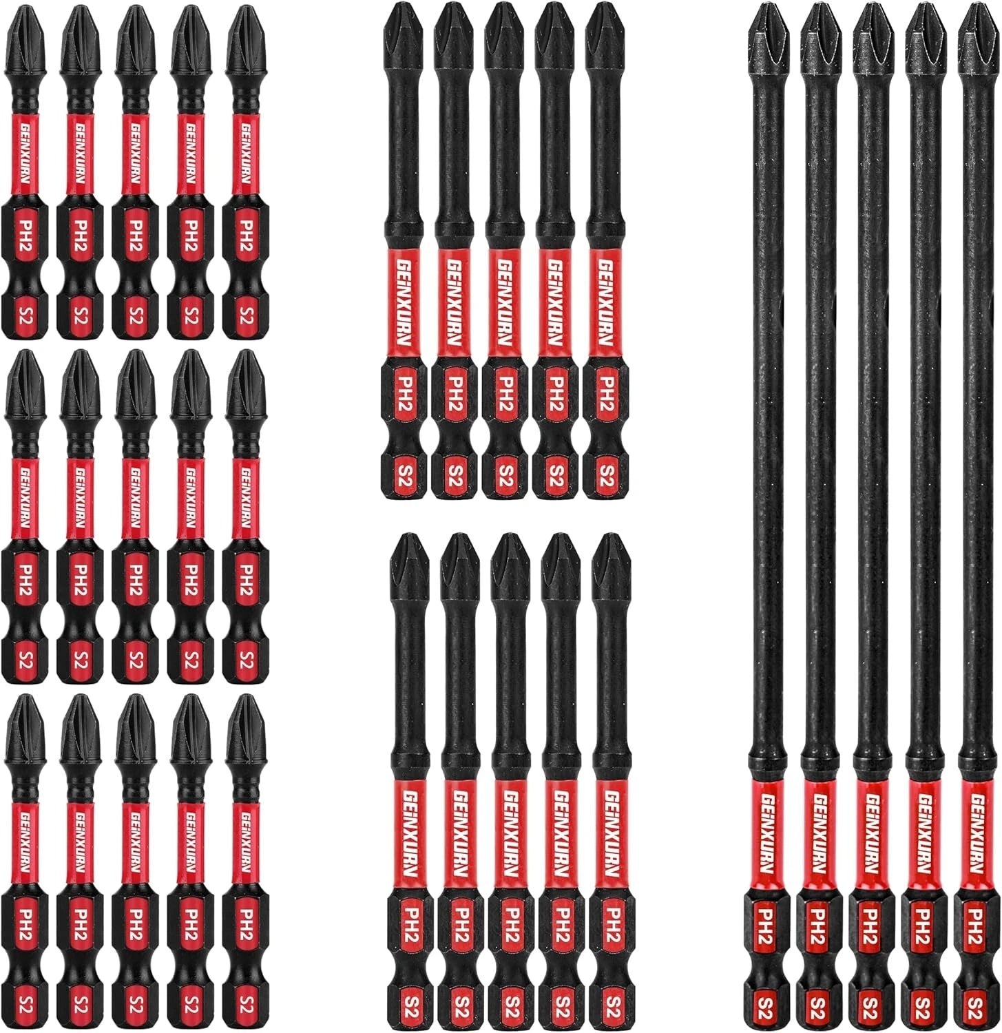 30-Piece Long Extension PH2 Screwdriver Bits Set: Tough D2 Steel & Magnetic