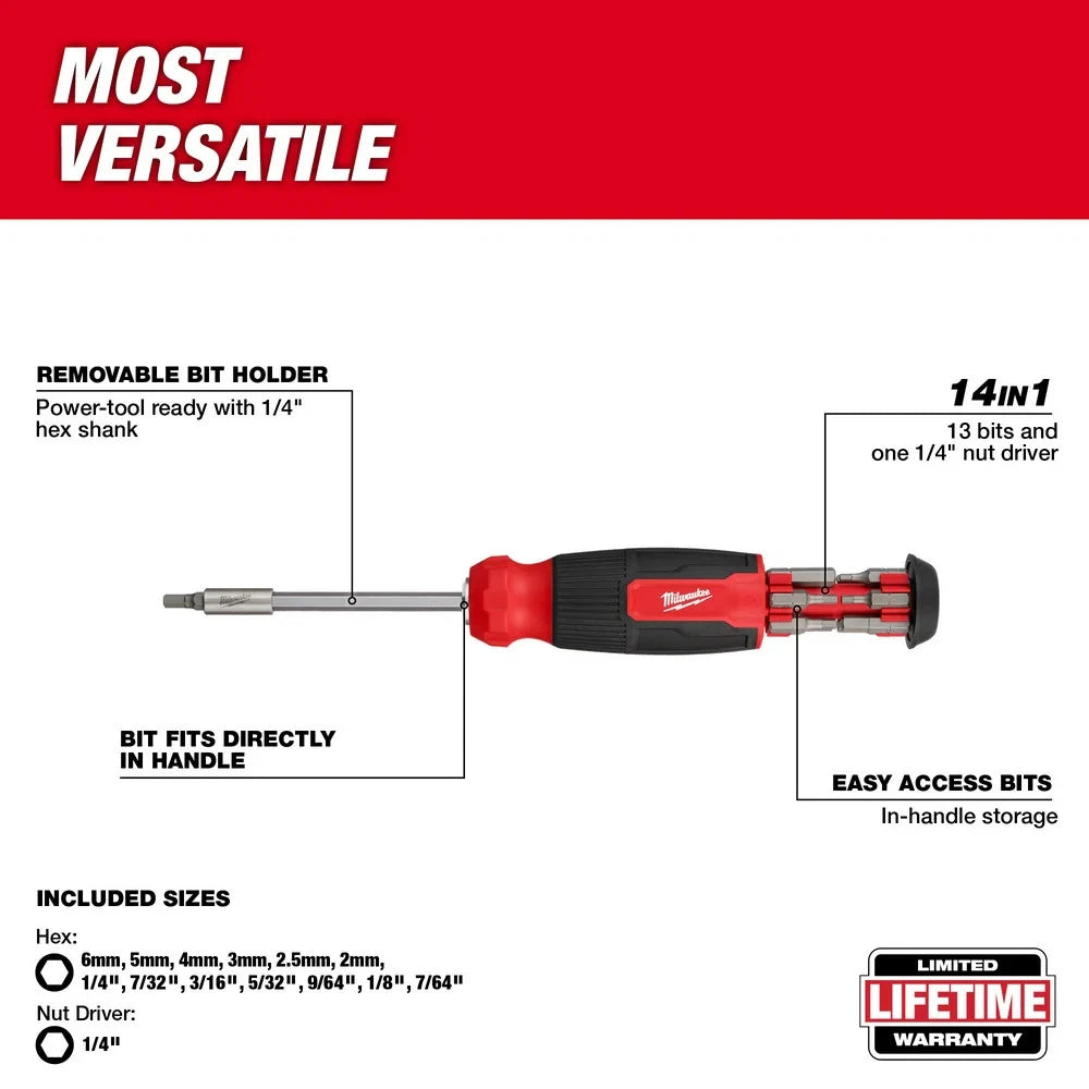 Milwaukee 48-22-2908 14-in-1 Hex Versatile Multi-Bit Screwdriver