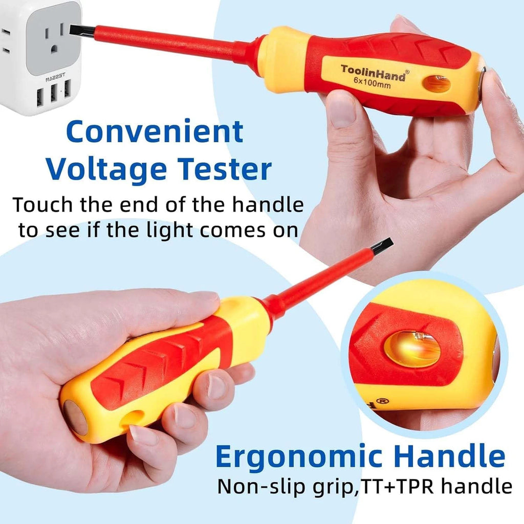 9 PCS 1000V Insulated Electrical Screwdriver Set, 4 Phillips and 5 Slotted Screw