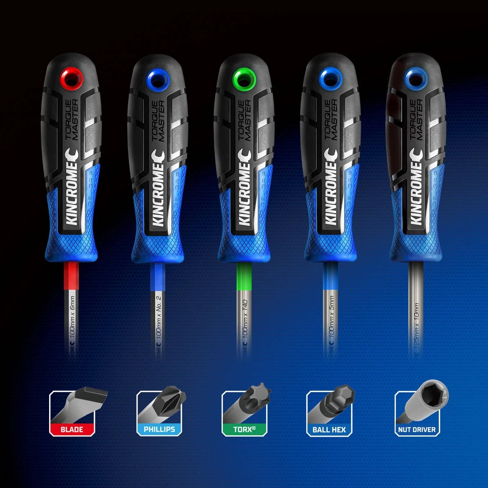 KINCROME 4 Piece TorqueMaster Phillips Screwdriver Set Magnetic Tip K5518
