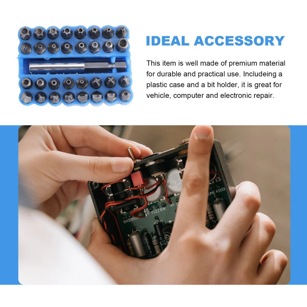33 Pcs Security Bit Set Tamper Proof Star Screwdriver with Bit Holder