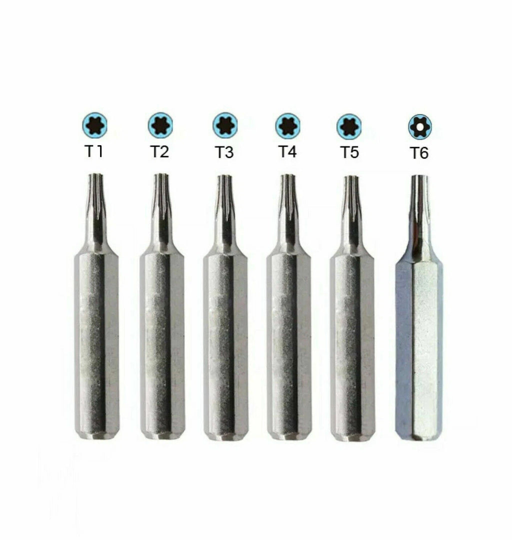 Torx Screwdriver micro Bit Set T1,T2, T3, T4, T5,TR6 /T6H Security Hex System 4