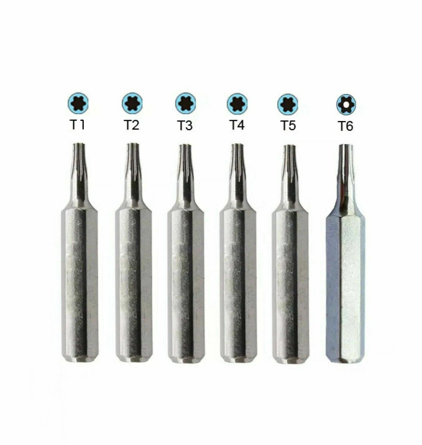 Torx Screwdriver micro Bit Set T1,T2, T3, T4, T5,TR6 /T6H Security Hex System 4
