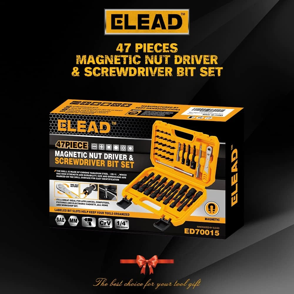 Elead 47-piece Magnetic Nut Driver & Screwdriver Bit Set - Strong Magnetic Nut D