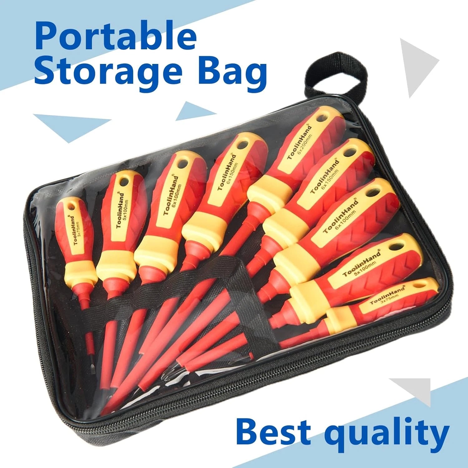 9 PCS 1000V Insulated Electrical Screwdriver Set, 4 Phillips and 5 Slotted Screw