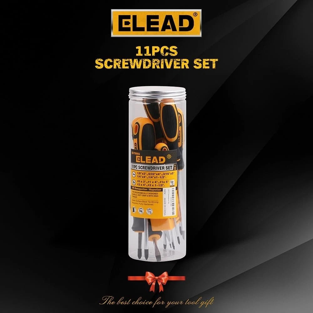 11-Pieces Magnetic Screwdriver Set 5 Phillips 5 Flat Head Tips Magnetizer Tool