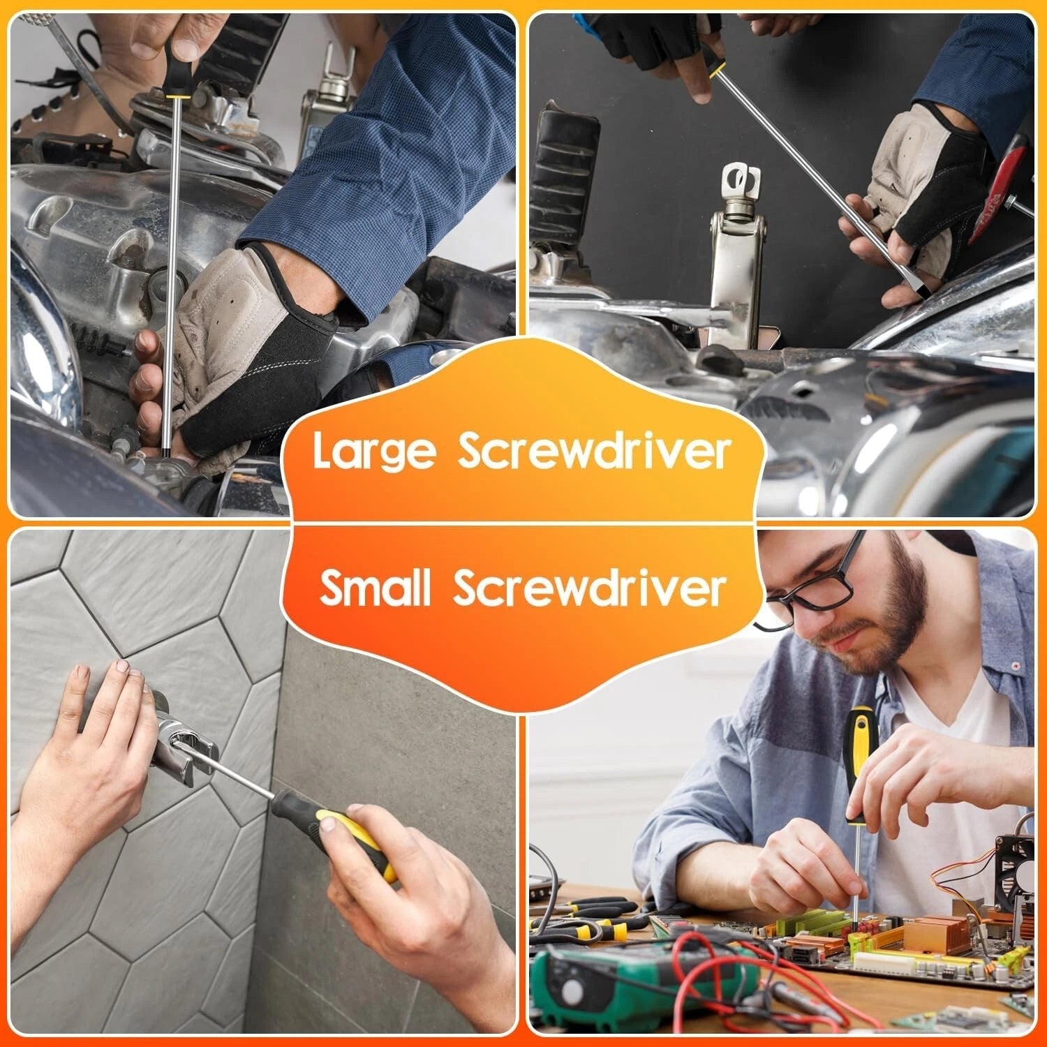 9pcs Magnetic Screwdrivers Set, Including 12in Phillips and Slotted Screwdrivers