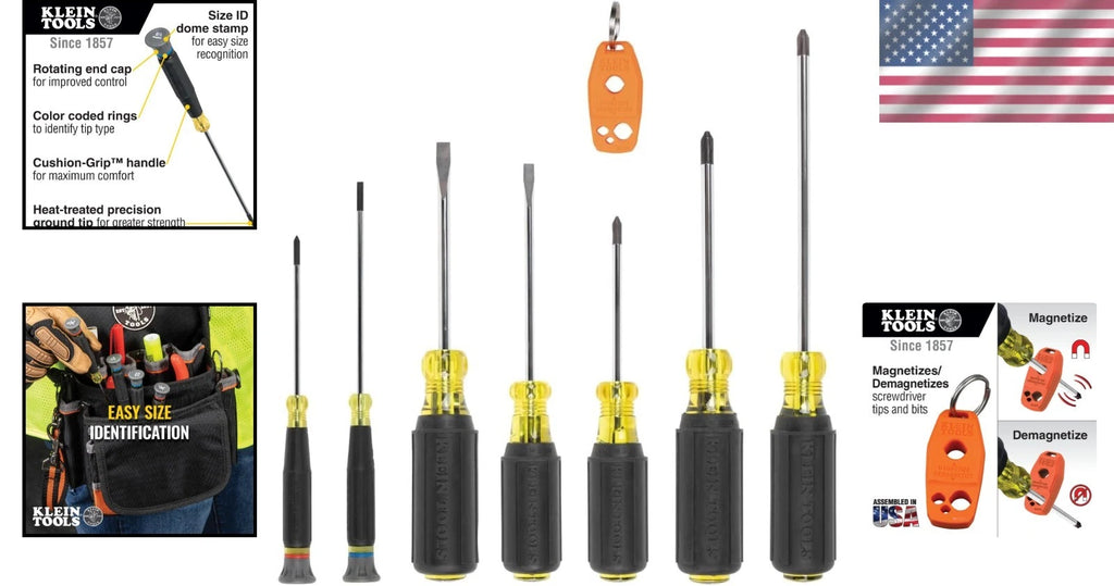 8-Piece Precision Insulated Screwdriver Set with Comfort Grip & Magnetizer