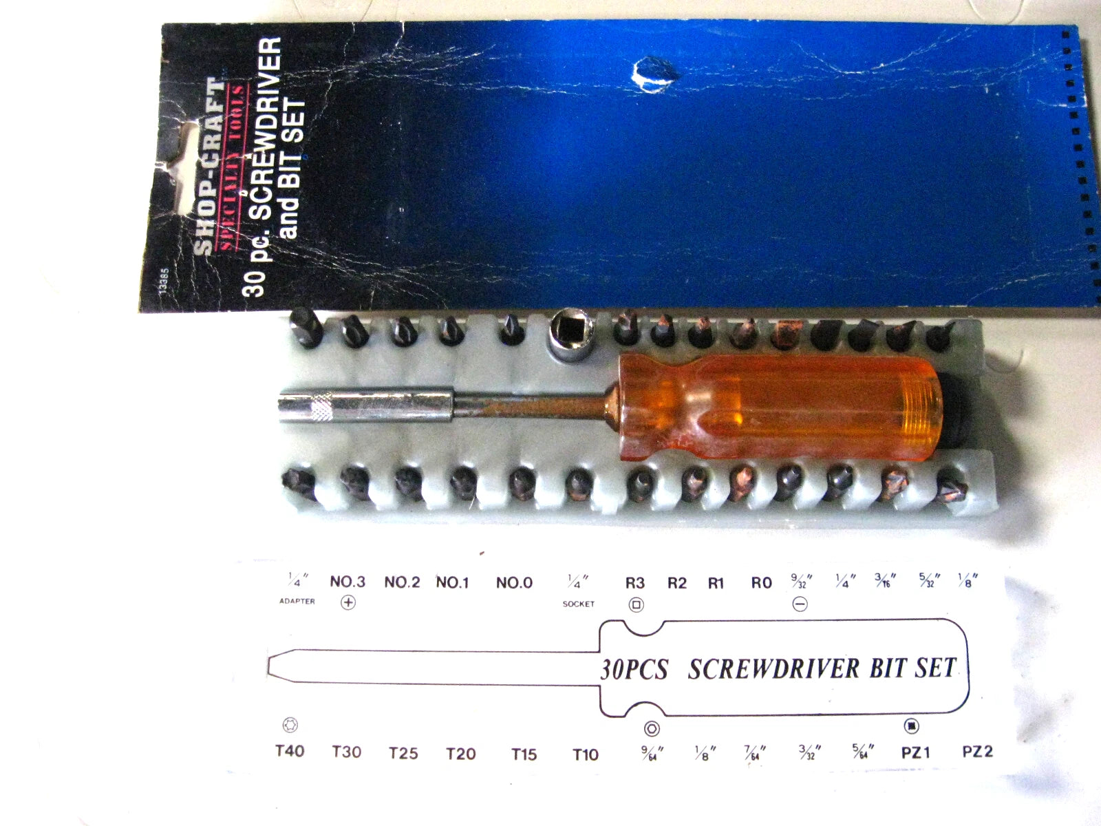 NEW 30-pc SCREWDRIVER and BIT SET + Case, Taiwan, Shop-Craft # 13385