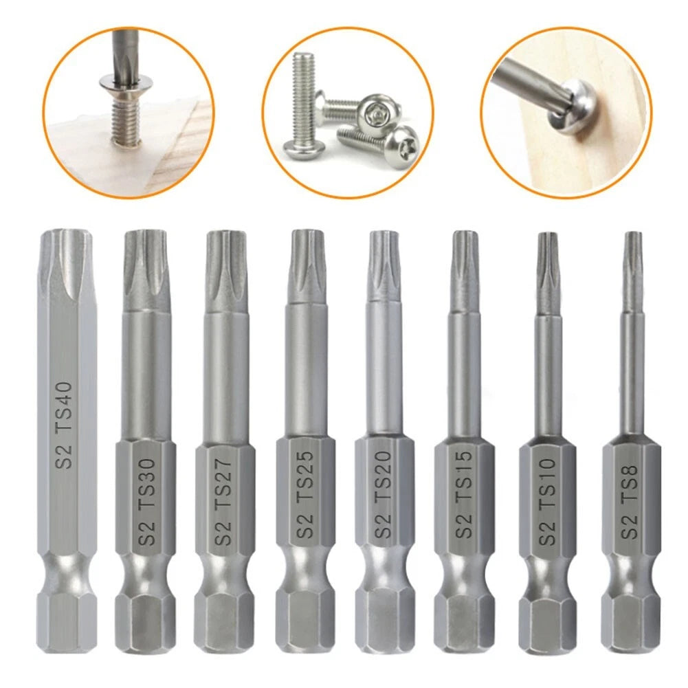 Convenient Hex Shank Magnetic Torx Screwdriver Bits Set 8Pcs 50mm Length