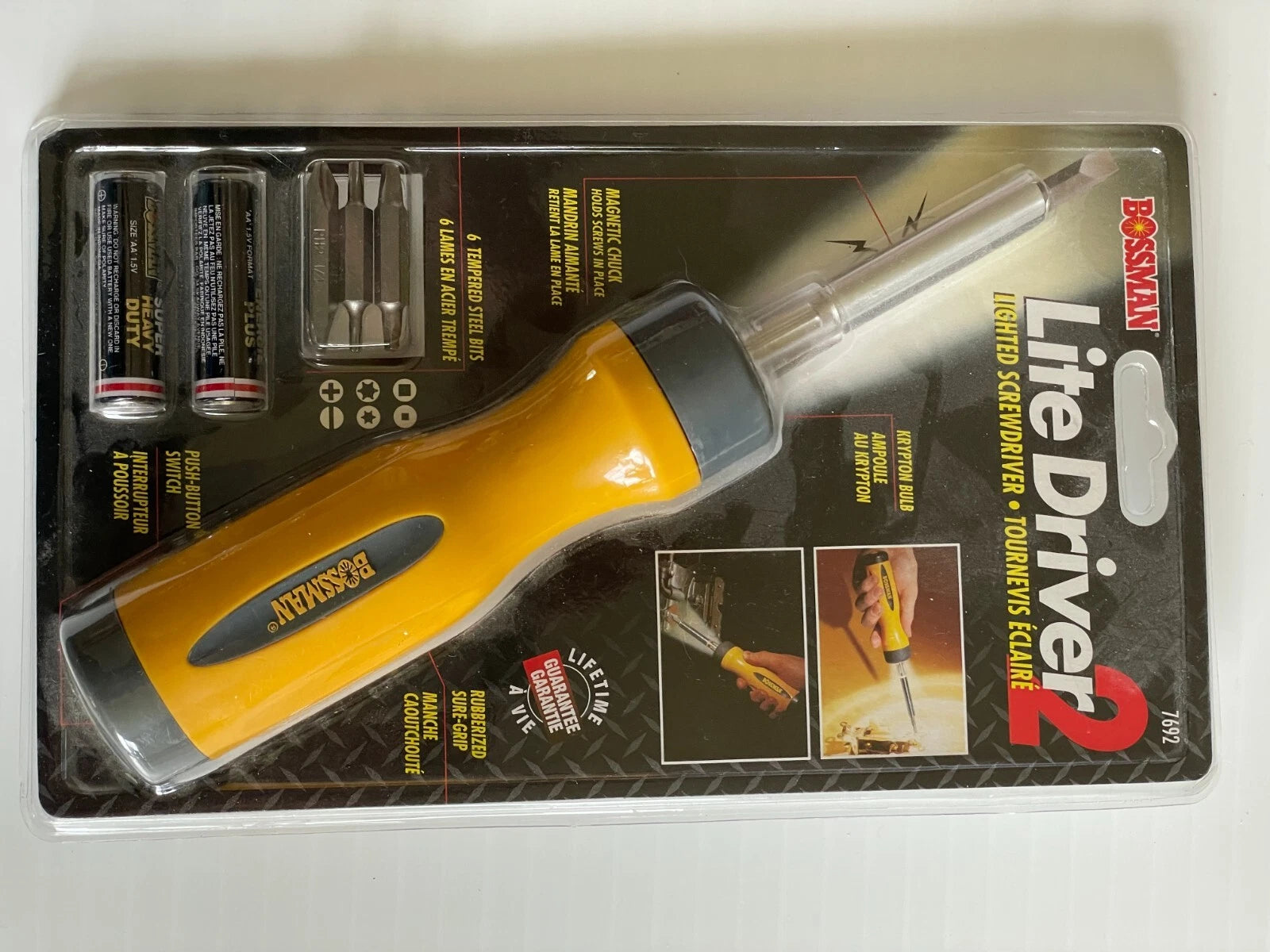Hand-Held Screwdriver Set, Lighted, Sealed Brand New with Batteries and bits set