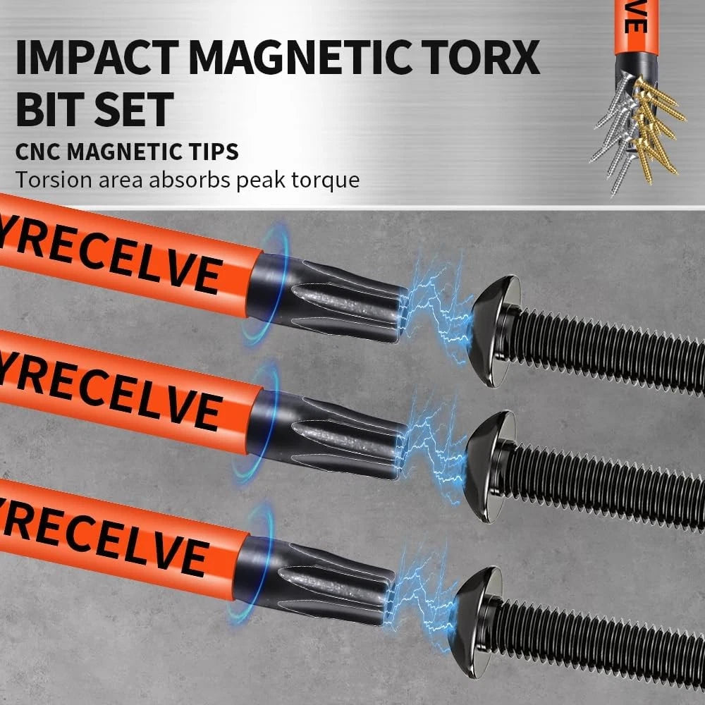 Impact Security Torx Bit Set 6-Inch 8-Pieces 6 Inch Bits, Black
