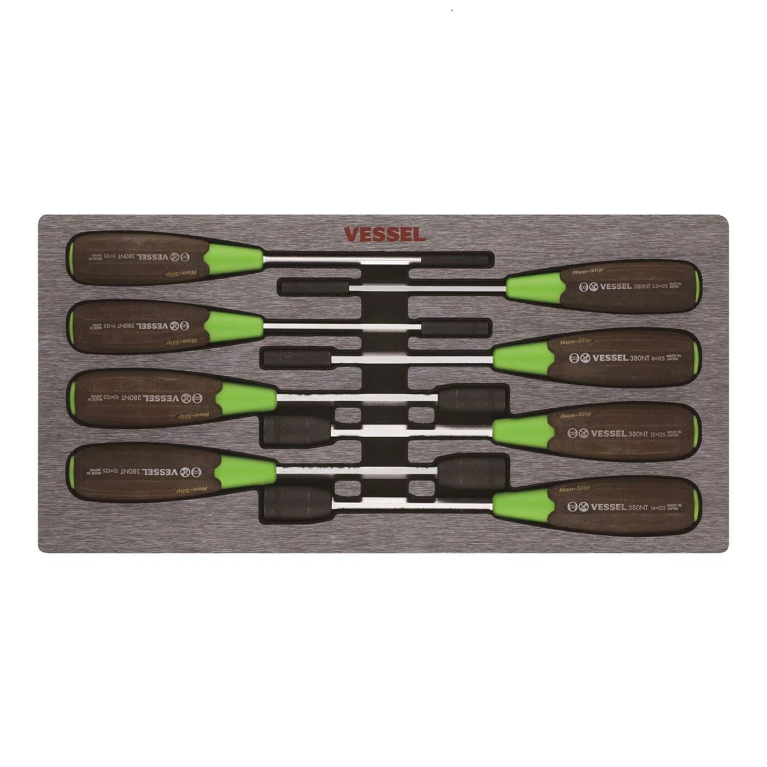Vessel 3808EVA WOOD-COMPO Non-Slip Hex Nut Driver 8PC. Set
