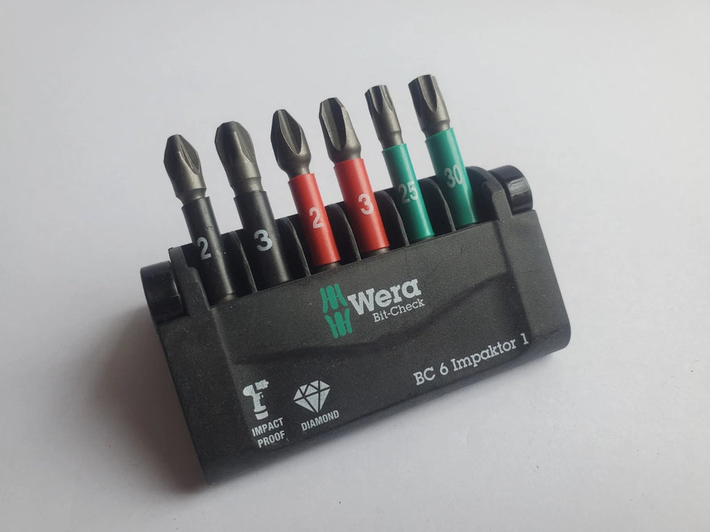 Wera Impact Bit-Check 6 Impaktor 1 Power Bit Set - PH2 PH3 PZ2 PZ3 TX T25 T30