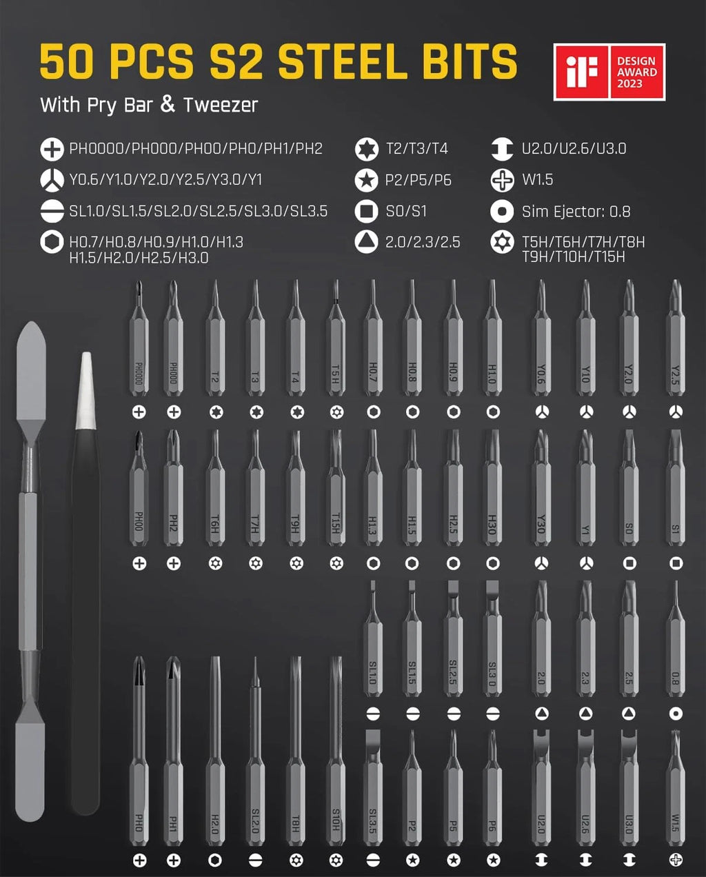 E1 Max 3.7V Electric Screwdriver, Mini Precision Screwdriver Set, 50 Magnetic Bi