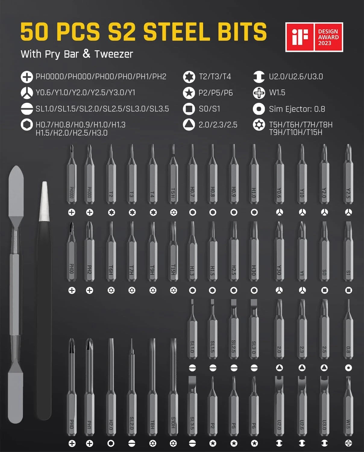 E1 Max 3.7V Electric Screwdriver, Mini Precision Screwdriver Set, 50 Magnetic Bi