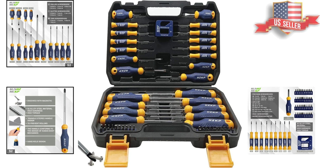 Magnetic Screwdriver Set - 66-Piece - S2 Alloy Steel - Precision Bits - Tool Box