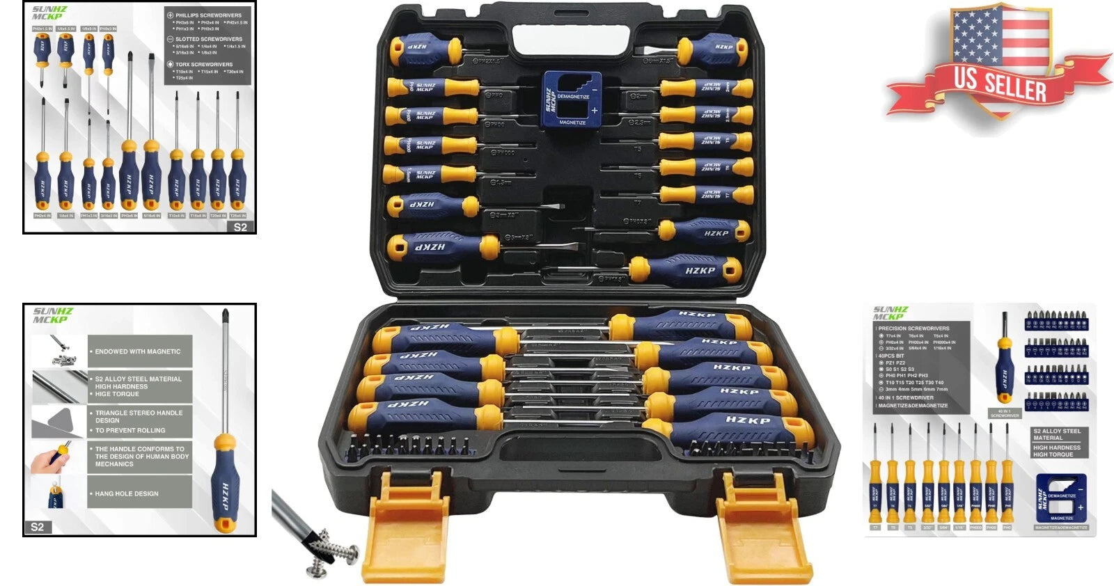 Magnetic Screwdriver Set - 66-Piece - S2 Alloy Steel - Precision Bits - Tool Box