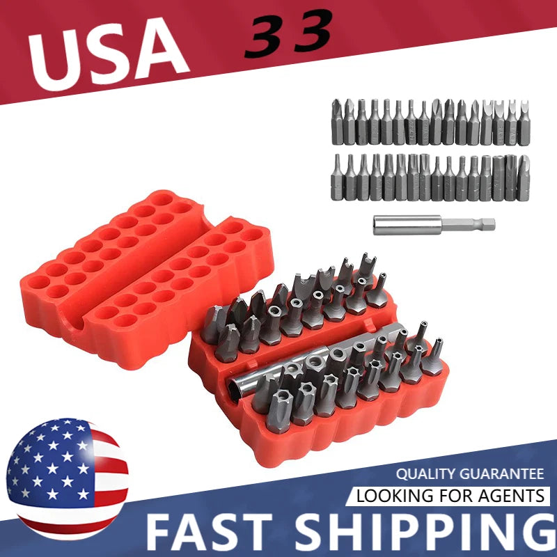 33 Torx Security Bit Set - Hex Star Spanner & Tri-Wing Tamper-Proof Tool