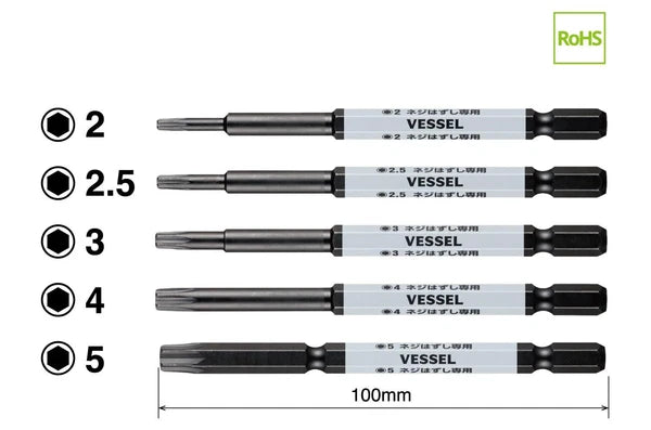 VESSEL Screw Removal Bit Hazucell Series Hazucell Hex Bit Set of 5 Oppos HZ5P-01