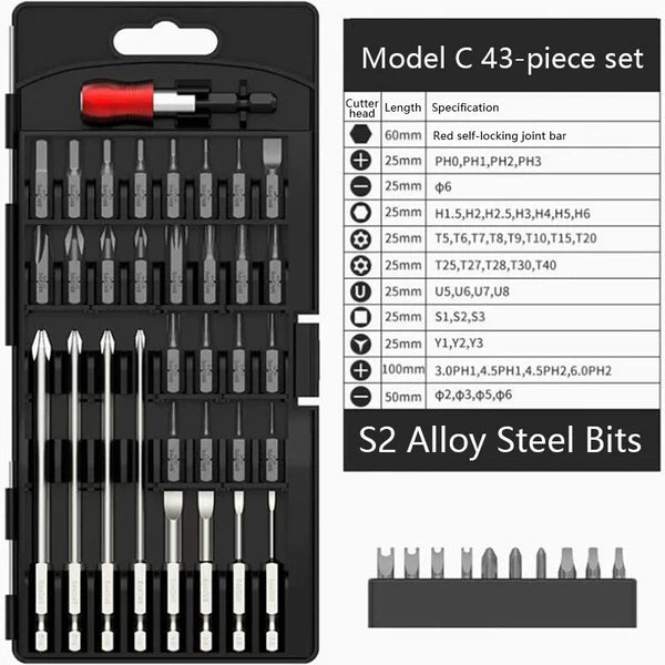 Electric Screwdriver Set Magnetic Phillips Bits  Rechargeable Screwdriver Kit