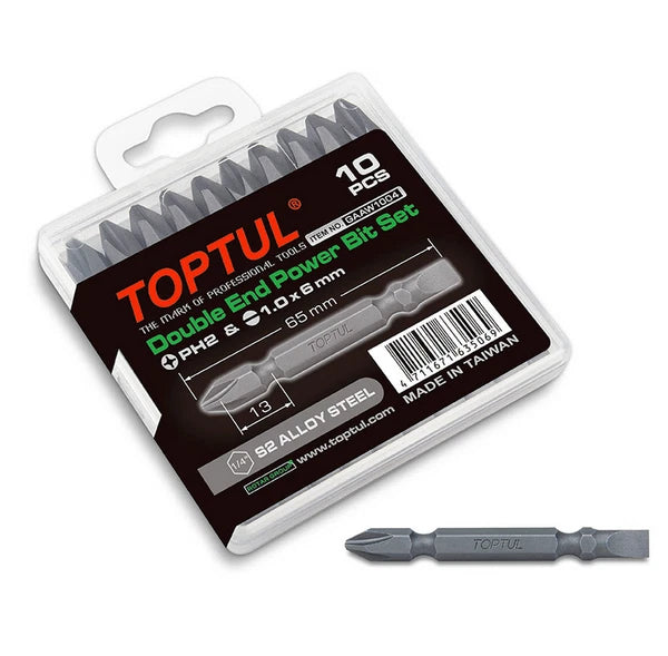 TOPTUL GAAW1004 Screwdriver 10PCS Double End Power Bit Set