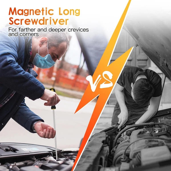 9pcs Magnetic Screwdrivers Set, Including 12in Phillips and Slotted Screwdrivers
