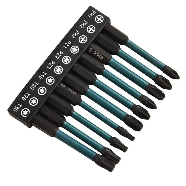 Magnetic Bit Set of 10 Pieces for Repairing Cars and Electronics Tools