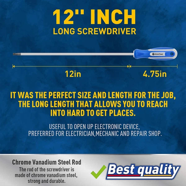 Amartisan 6-Piece Extra Long Torx Screwdrivers Set, length 12''(300mm) T10 - ...