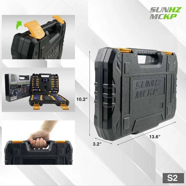 Magnetic Screwdriver Set - 66-Piece - S2 Alloy Steel - Precision Bits - Tool Box